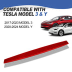 DSI - Real Glass Fiber Dashboard Trim Cover Compatible with Tesla Model 3 / Y 2017-2023, Dashboard Wrap Cover Compatible with Model 3 Interior Trim Strip Cover Model Y Accessories, Red