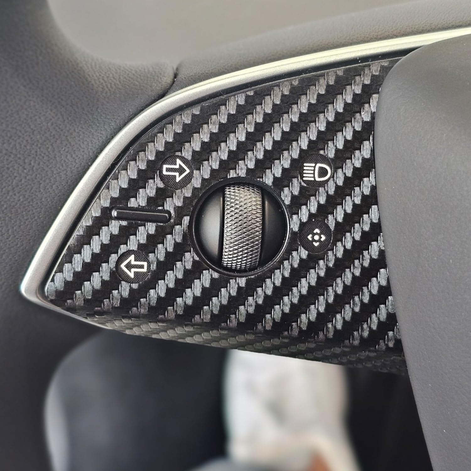 DSI - Tesla Model Y Juniper 2025 Release Steering Wheel Trim Carbon Fiber Protector Wrap Cover 1 Set, Including Button Area Protection, Perfect Protection, Stickers