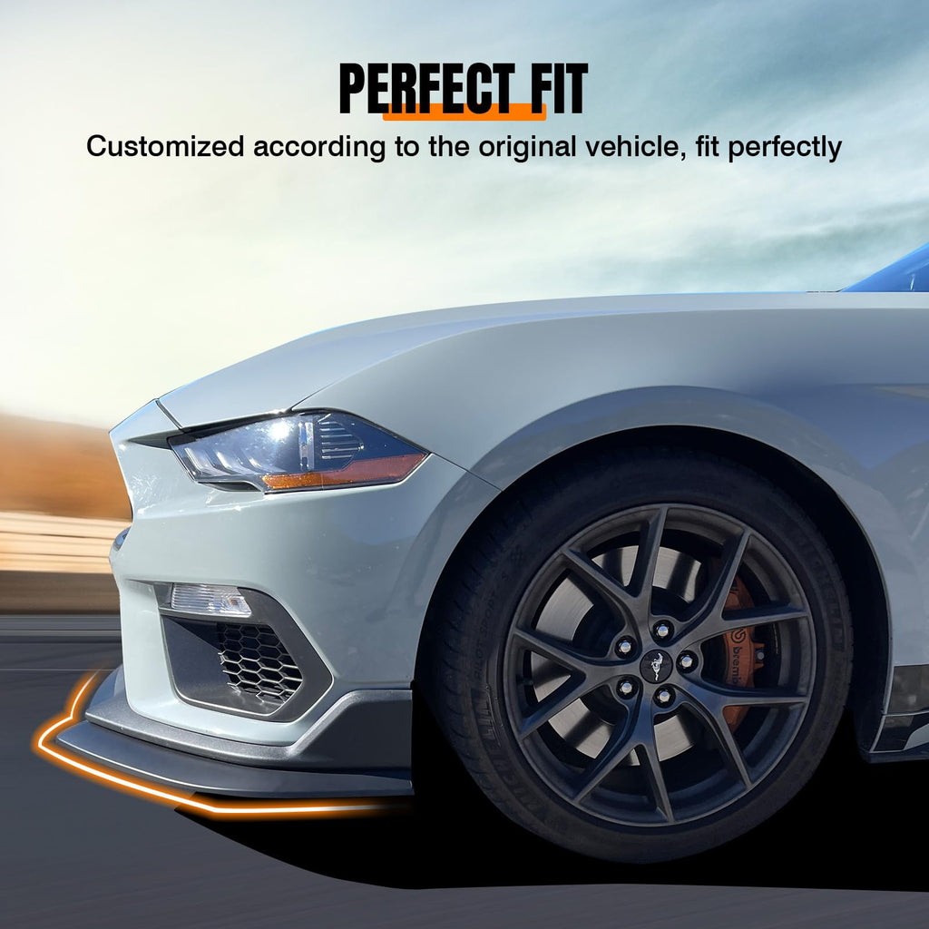 DSI - 2021-2025 Tesla Model S - Front Bumper Lip Spoiler, Fits all 2021-2025 Tesla Model S, PP Black with Carbon Fiber Print Track Pack Style Add-on Front Splitter Air Dam Chin Protector, (3 Piece)