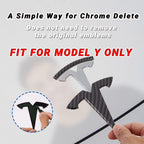 DSI - Model Y Accessories for Tesla 2024 2023 2022 2021 2020 Emblem Sticker 2PCS/Set Logo Decal (Black- Carbon Fiber Pattern)