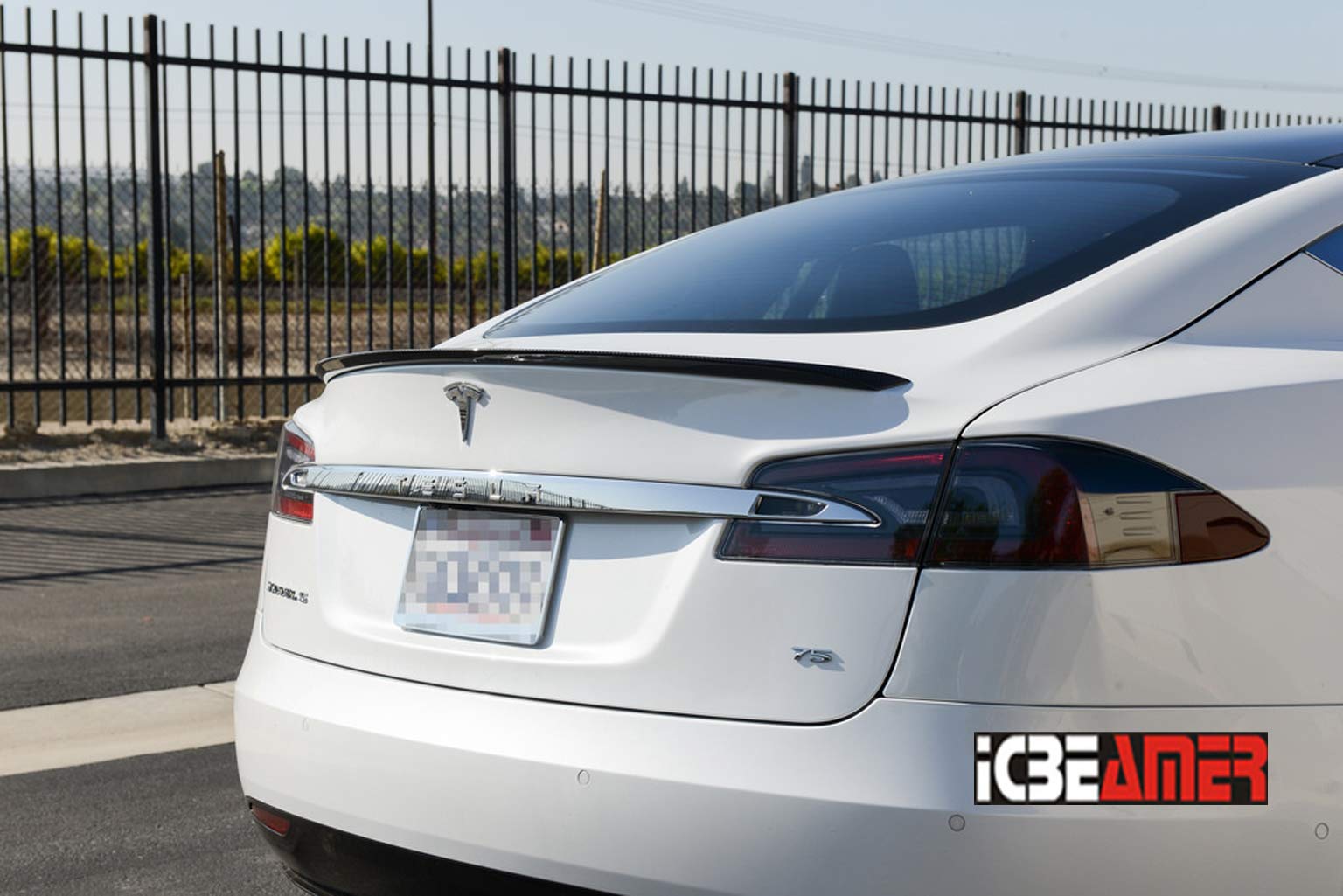DSI - 100% Real Dry Carbon Fiber Spoiler Cover Cap - Gloss Finish - Weatherproof 3M Tape - Original Wing Fit - Tesla Model S (2012-2023) - Trunk Lip Tail Lid - OEM Performance