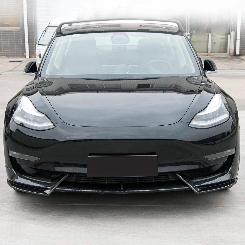 DSI - Carbon Fiber Front Lip Compatible with 2017-2023 Tesla Model 3, Front Bumper Splitter Protector Body Kit