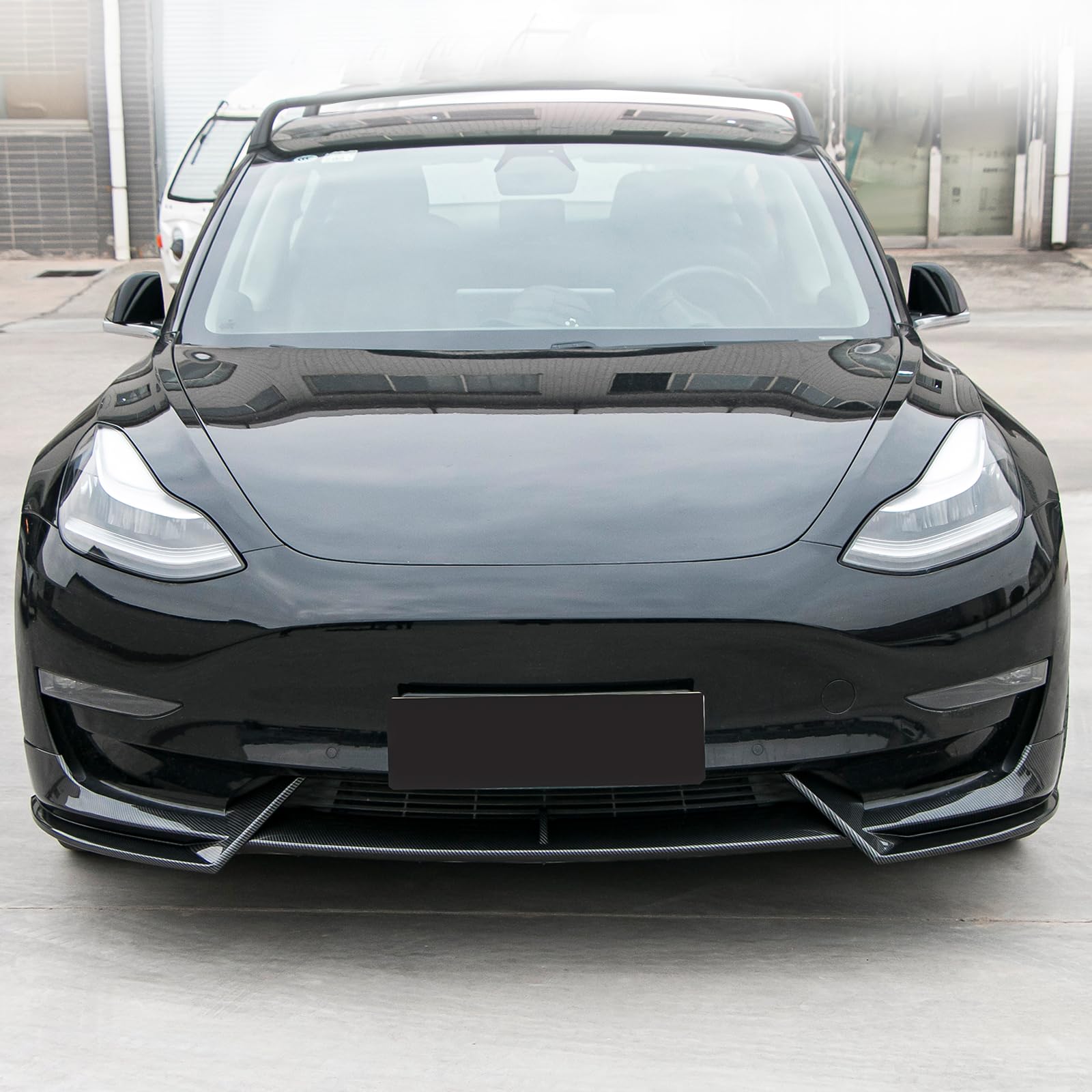 DSI - Carbon Fiber Front Lip Compatible with 2017-2023 Tesla Model 3, Front Bumper Splitter Protector Body Kit