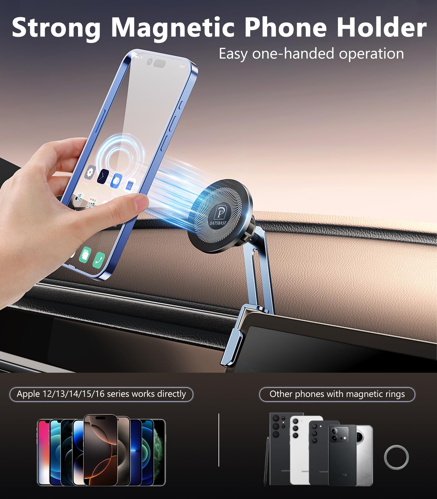 DSI - Dual Head Tesla Phone Mount Model Y/3 2026 2025 2024 2023 2022 2021, [Magnetic/Clip] Car Accessories for Tesla Screen Phone Holder Stand, (Fits Tesla Model Y(Juniper) / 3(Highland))