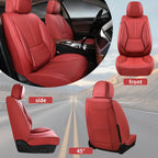 BASIC - Car Seat Covers Full Set,Leather Waterproof Car Seat Cover,Airbag Compatible,Breathable Design,Suitable for Car,Truck,SUV 5 Pack(Burgundy)