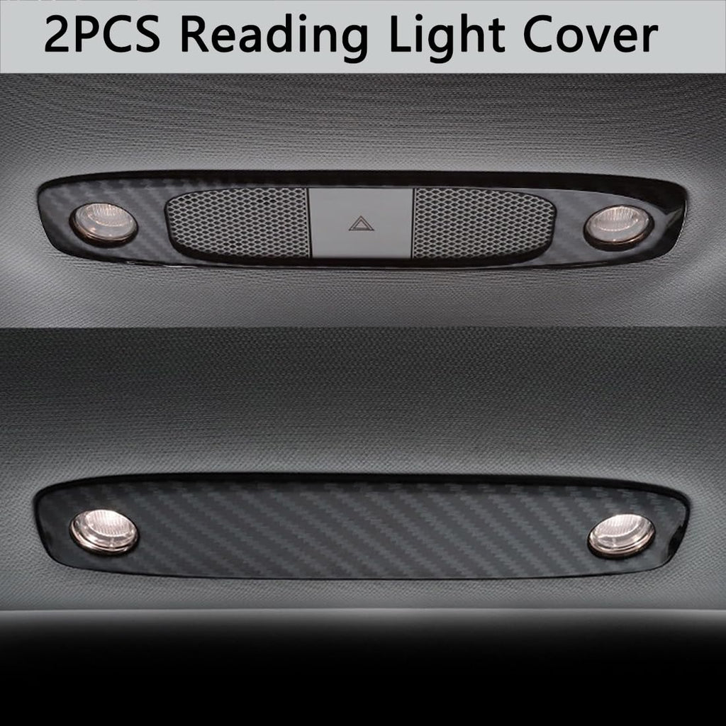DSI - Reading Lights Trim Cover, Lights Panel Decorative Compatible with Tesla Model 3 Model Y, Reading Light Roof Frame Trim Cover Interior Light Cover Accessories, 2Pcs Carbon Fiber Pattern