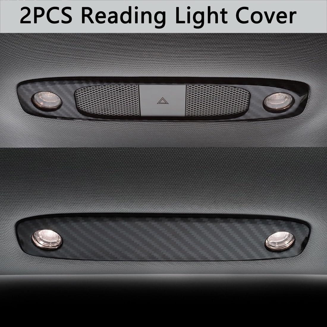 DSI - Reading Lights Trim Cover, Lights Panel Decorative Compatible with Tesla Model 3 Model Y, Reading Light Roof Frame Trim Cover Interior Light Cover Accessories, 2Pcs Carbon Fiber Pattern