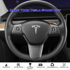 DSI - Steering Wheel Trim Cover for Tesla Model 3/Y, Interior Accessories Compatible with Tesla Model 3 Model Y (A-Matt Carbon Fiber Pattern)