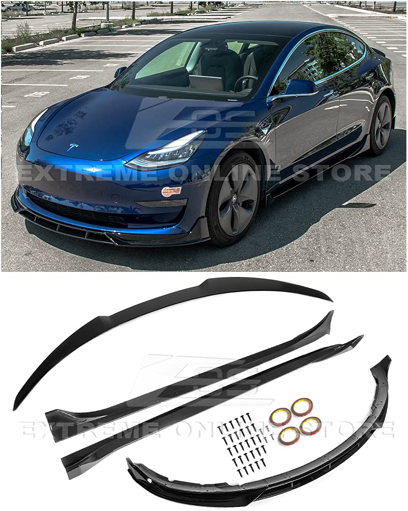 DSTAR - Performance Track Style Full Body Kit for Tesla Model 3 2017-2023, Front Lip, Side Skirts and Rear Wing