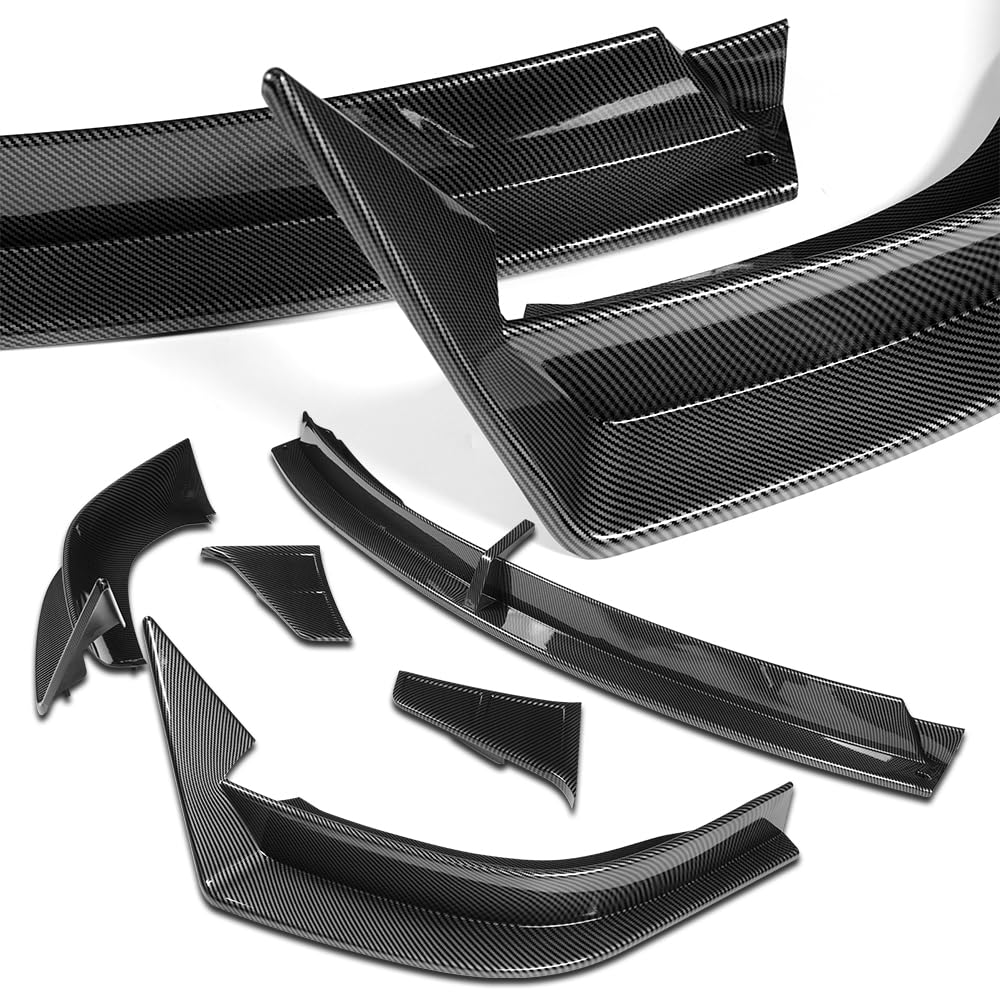 DSTAR - 7PCS Set Front Bumper Lip & Real Carbon Fiber Rear Trunk Spoiler Wing & Rear Roof Spoiler Compatible with 2022-2025 Tesla Model X, 2023 2024 (Painted Carbon Fiber Lip)
