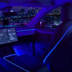 DSI - Interior Car Neon Light Fit for Tesla Model 3 Y 2021 2022 2023 (Center Console+Dashboard+Seat+4 Foot Lights) with Matching Armrest Organizer, Tesla Ambient Lights, APP-Controlled RGB LED