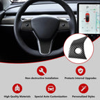 DSI - 9 PCS Carbon Fiber Interior Decor Trim Cover Kit Compatible with 2021-2023 Tesla Model 3 & 2019-2024 Model Y, Dashboard Cover Door Panel Cover Steering Lever Cover Steering Wheel Cover