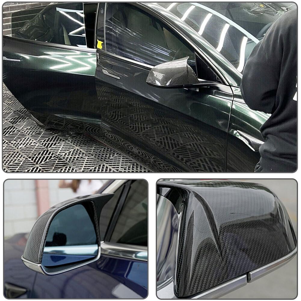 DSI - Dry Carbon Fiber Mirror Cover Caps for Tesla Model S 2021-2023 Add-on Side Rearview Mirror Caps Car Exterior Outside Shell Factory Outlet