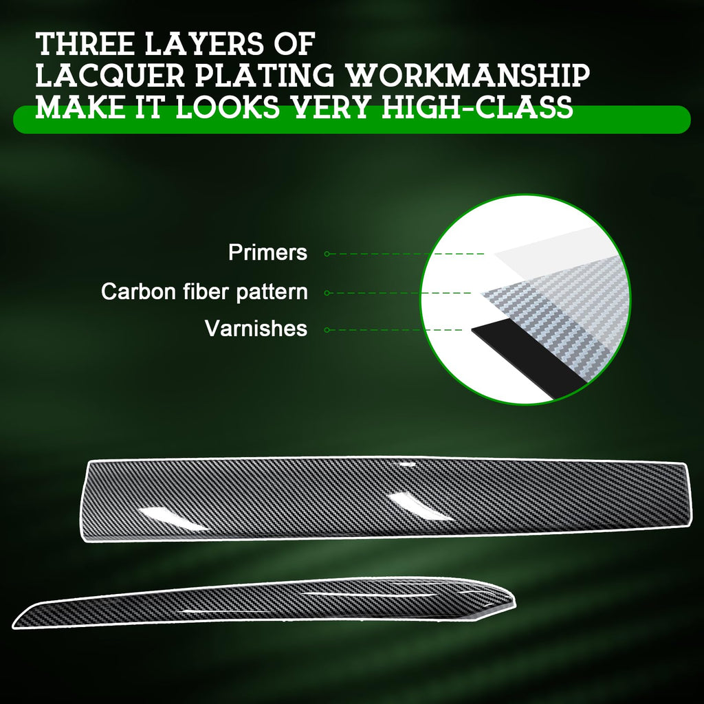 DSI - Carbon Fiber-ISH Dashboard/Door trim panel cover - (Diamond Star Inspected/Approved) Fits 2019-2024 Tesla Model Y & 2021-2023 Model 3  - M3 & MY Tesla Interior Cover Panels 4PCS-Gloss Carbon Fiber - $58.99