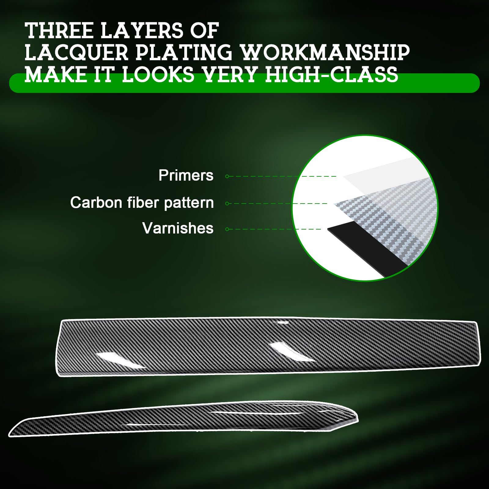 DSI - Carbon Fiber-ISH Dashboard/Door trim panel cover - (Diamond Star Inspected/Approved) Fits 2019-2024 Tesla Model Y & 2021-2023 Model 3  - M3 & MY Tesla Interior Cover Panels 4PCS-Gloss Carbon Fiber - $58.99