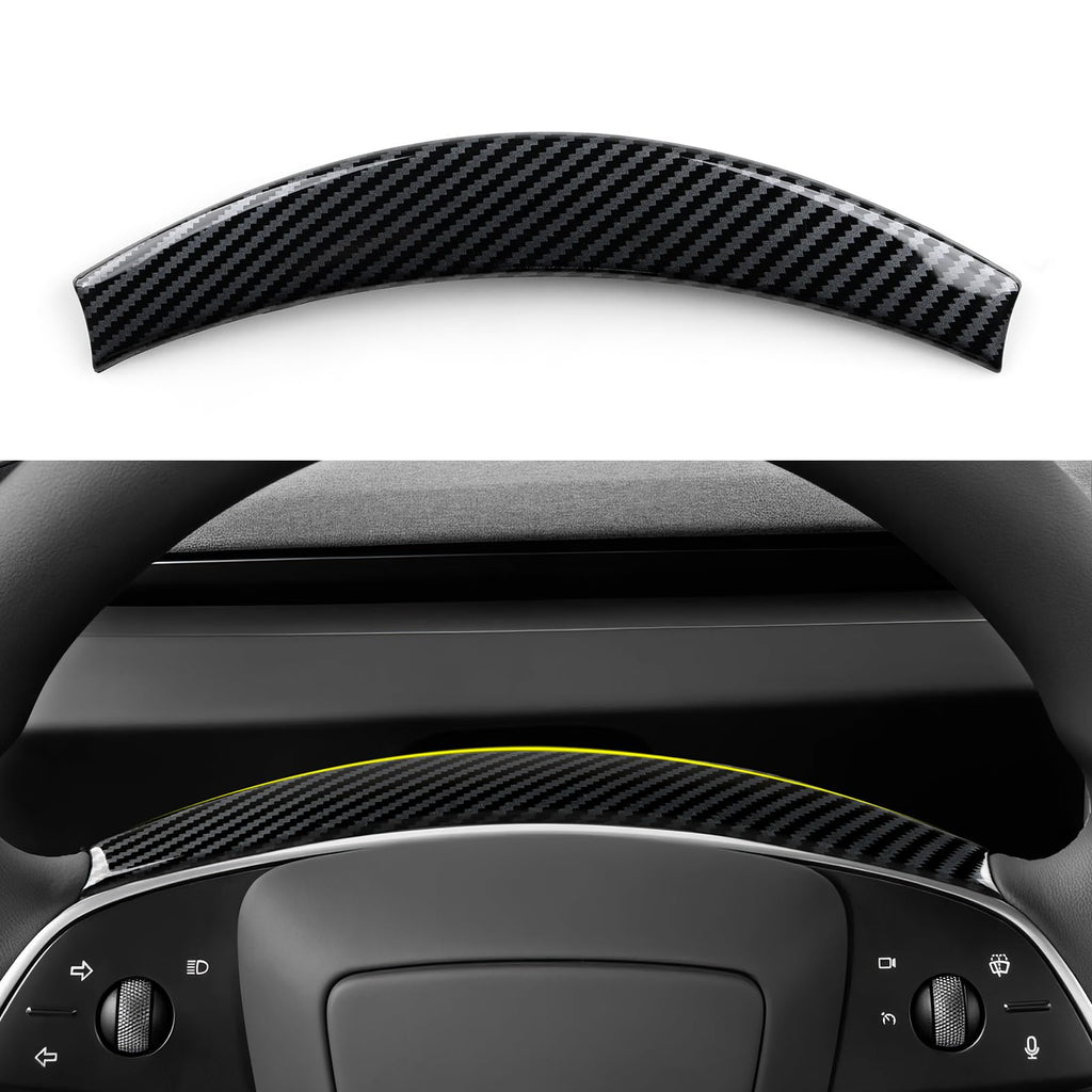 DSI - FITS Tesla Model 3 Highland 2024 2025 2026 Model Y Juniper 2025 2026 Accessories Car Steering Wheel Trim Carbon Style ABS Decal Sticker (Style B)