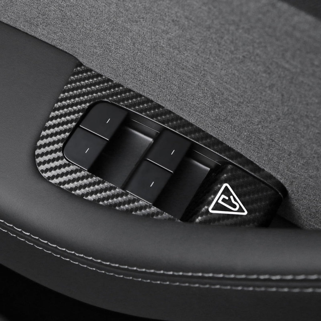 DSI - Window Switch Panel Cover for Tesla Model Y Juniper 2025, Suede Carbon Fiber Interior Trim