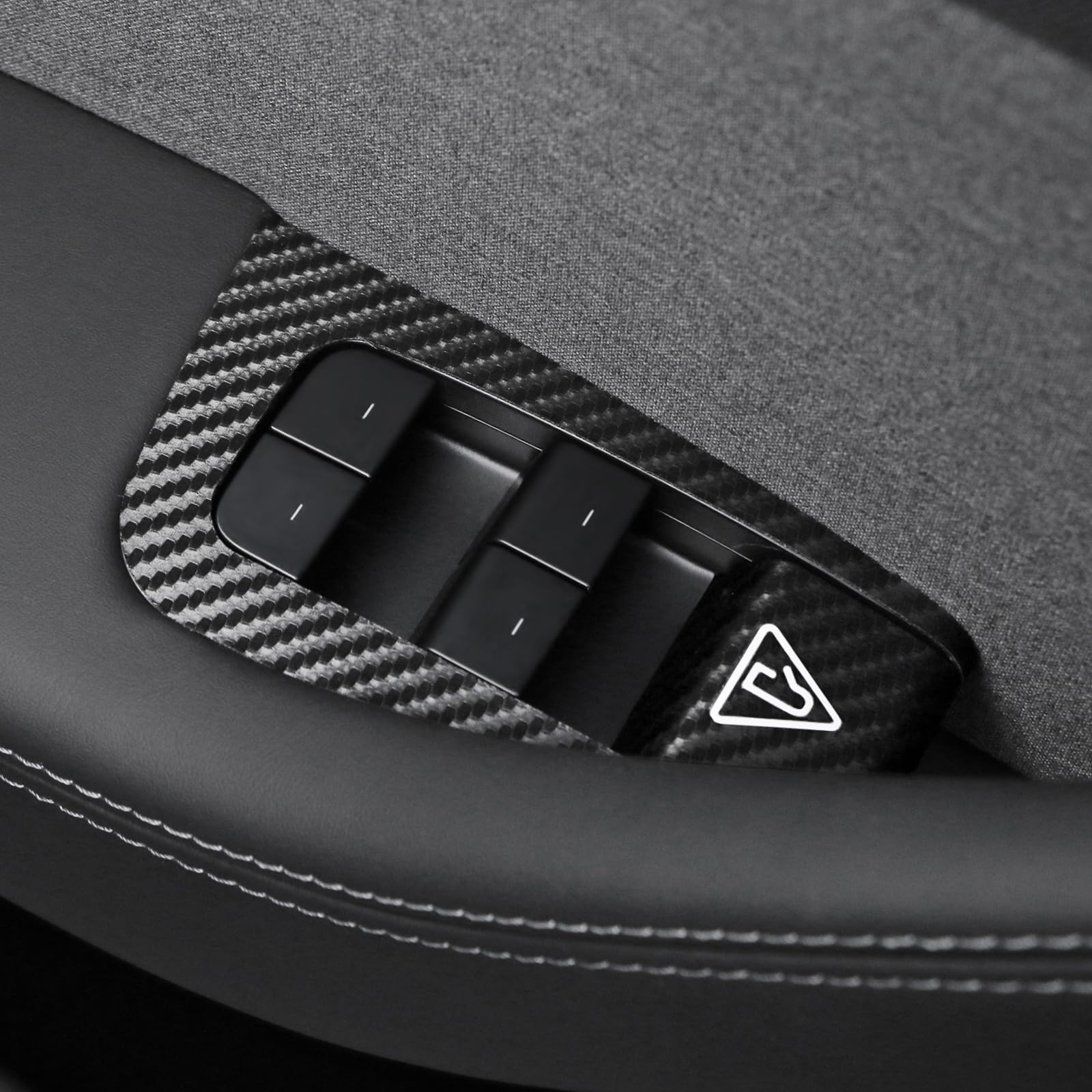DSI - Window Switch Panel Cover for Tesla Model Y Juniper 2025, Suede Carbon Fiber Interior Trim