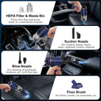 DSI - Handheld Car Vacuum Cleaner, 9000Pa Vacuum Cleaner and Air Duster, 120W High Power Hand Held Vacuum with LED Light and Multi-Nozzles for Car, Home, Office, Pet