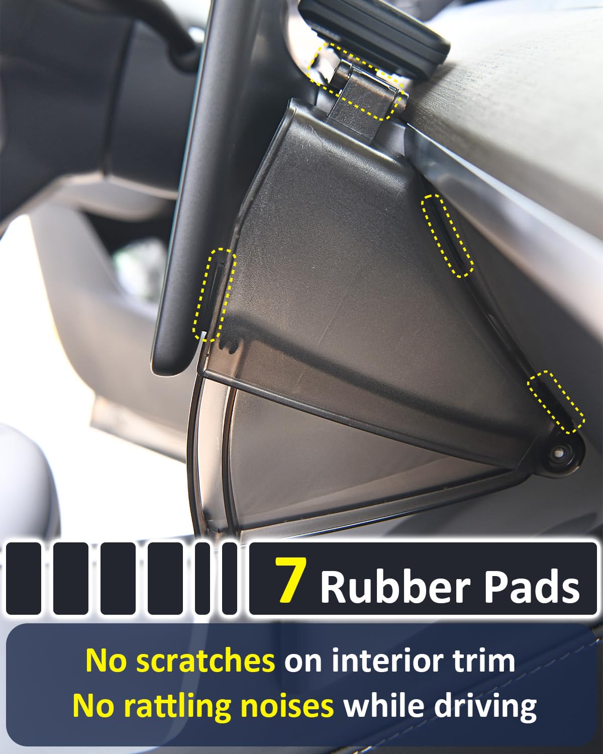 DSI - Under Screen Storage Organizer for Tesla Model Y Model 3 Accessories(include Juniper & Highland), Rattle-Free Push Latch Mechanism Perfect Fit, Tissue Dispenser, Hidden for Personal Valuables