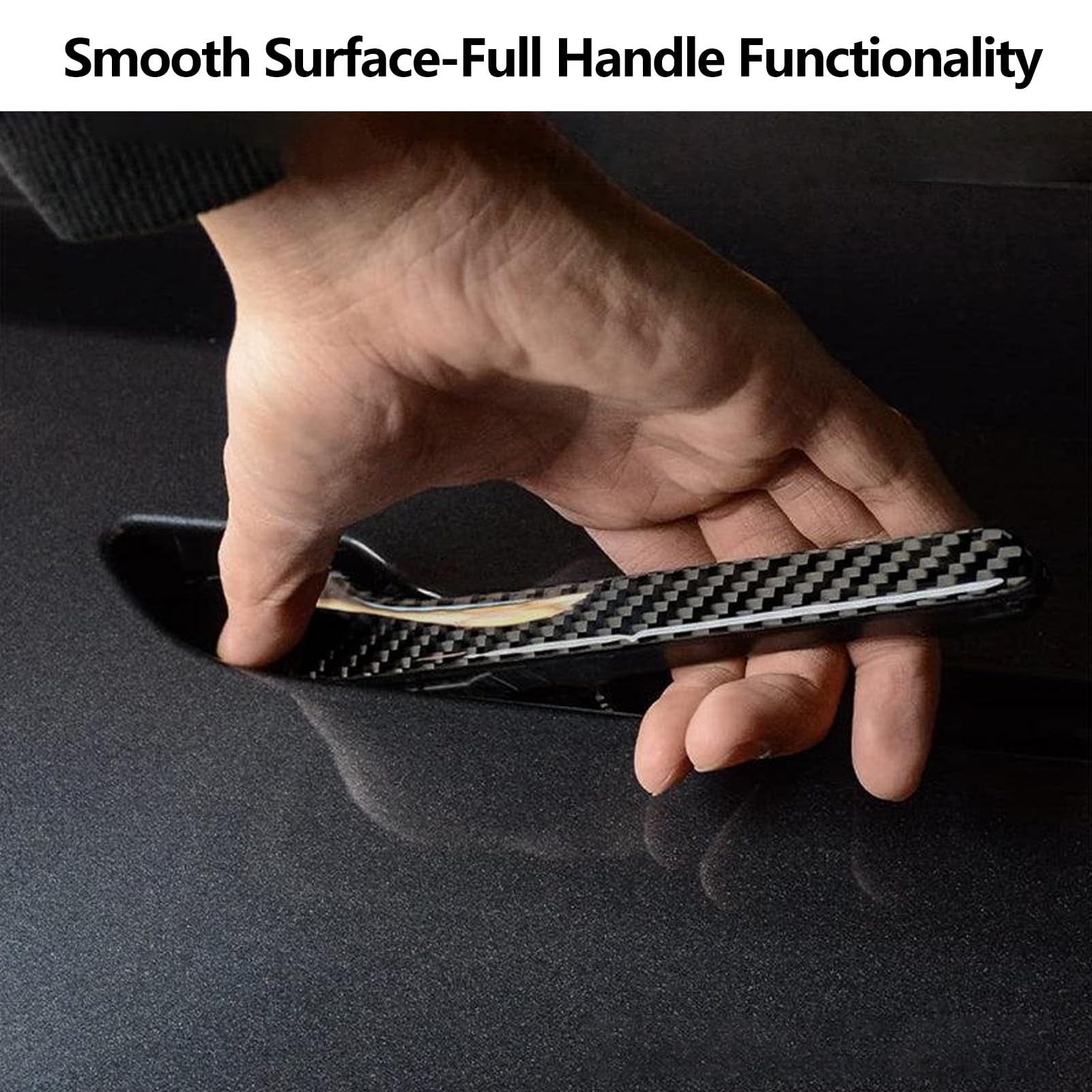 DSI - 4PCS Tesla Model 3/Y Door Handle Cover Set (2017-2025) Highland & Juniper Compatible, Car Door Handle Sills Protection Wrap Exterior Accessories, Carbon Fiber 3D Sticker