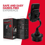 DSI - Car Cup Holder Phone Mount - Securely Holds Phones up to 4.1” Wide - Flexible Gooseneck & 360° Rotatable Cradle