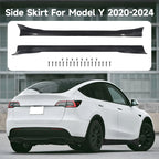 DSI - Side Skirts Extensions Fit for Tesla Model Y 2020 2021 2022 2023 2024 "Carbon Fiber Look" 4PCS Add-On Side Skirt Kit
