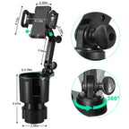 DSI - Car Cup Holder Expander Adjustable Base with Phone Mount 360° Rotation Cup Holder Cell Phone Holder for Car Compatible with iPhone All Smartphones