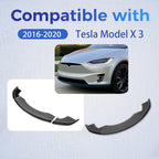 DSI - 3Pcs Front Bumper Lip Compatible with 2016-2020 Tesla Model X 4-Door MX Style Under Chin Spoiler Splitter Bumper Valance Diffuser Protector Air Dams Body Kit Carbon Fiber Color