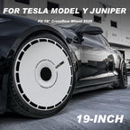DSI - 19 Inch Wheel Covers for Tesla Model Y Juniper Crossflow Wheels 2025, Centers Lock Installation Rim Protector, Full Coverage Hubcaps Exterior Accessories (White Ring, 4 PCS)