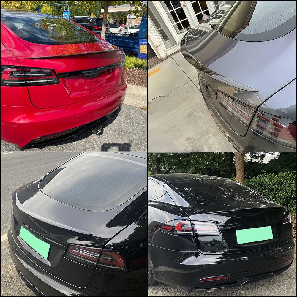 DSI - Rear Spoiler Compatible with Tesla Model S 2012-2024 Sedan 4-Door Trunk Spoiler Wing Factory Style Carbon Fiber Style