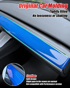 DSI - Dashboard Cover Wrap and Front Door Inner Armrest Panel Cover Trim Compatible with Tesla Model 3 2021-2023 Model Y 2020-2025, **NOT for Performance model (Glossy Blue, 4pcs)