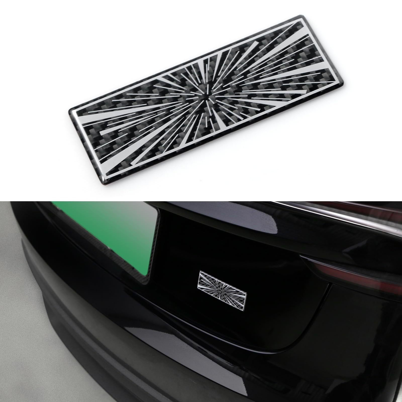 DSI - Plaid Performance Decal Sticker Compatible with Tesla Cybertruck Model 3 Y X S Roadster Highland Carbon Fiber Car Rear Trunk Trim Exterior Accessories (Black)