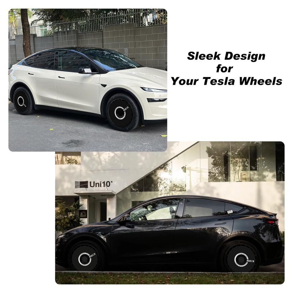 DSTAR - 19 Inch Wheel Covers for Tesla Model Y Juniper Crossflow Wheels 2025, Centers Lock Installation Rim Protector, Full Coverage Hubcaps Exterior Accessories (Black Ring, 4 PCS)