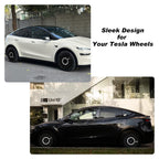DSTAR - 19 Inch Wheel Covers for Tesla Model Y Juniper Crossflow Wheels 2025, Centers Lock Installation Rim Protector, Full Coverage Hubcaps Exterior Accessories (Black Ring, 4 PCS)