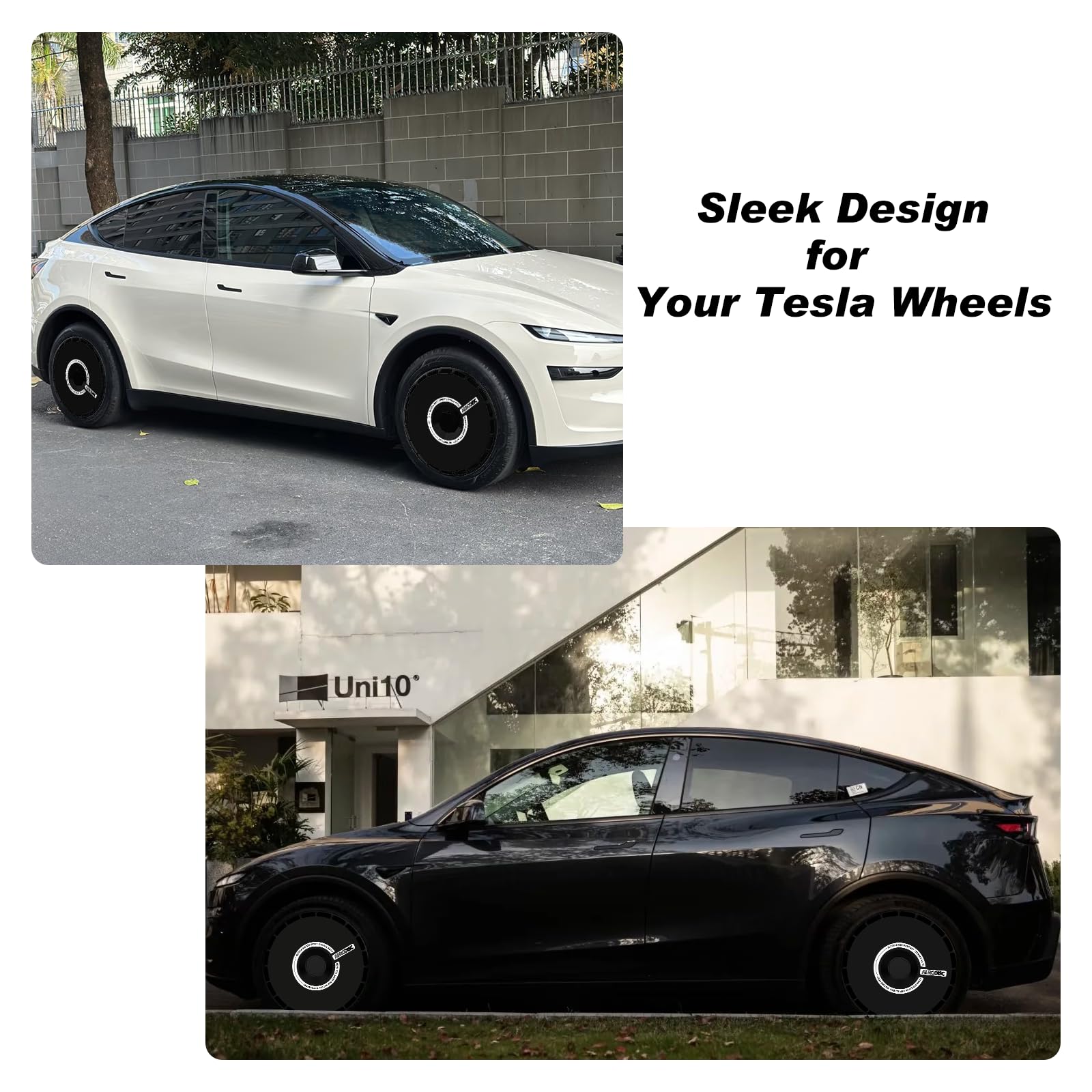 DSTAR - 19 Inch Wheel Covers for Tesla Model Y Juniper Crossflow Wheels 2025, Centers Lock Installation Rim Protector, Full Coverage Hubcaps Exterior Accessories (Black Ring, 4 PCS)