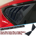 DSI - Window Louver，2Pcs Side Vent Window Louvers for Tesla Model S 2017-2025, ABS Print Sport Window Decorative Covers, Exterior Trim Accessories - Carbon Fiber