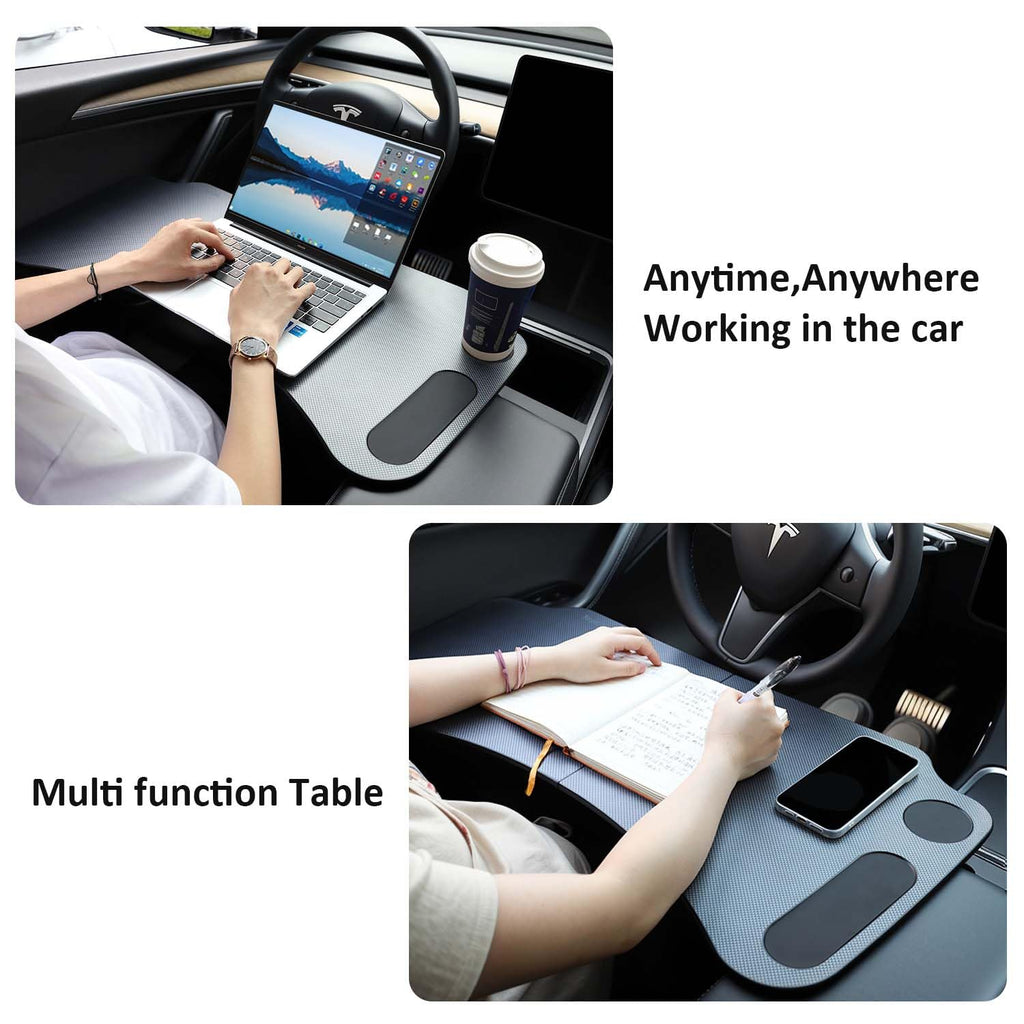 DSI - Tesla Model Y Model 3 Foldable Laptop Working Table with Carbon Fiber Texture