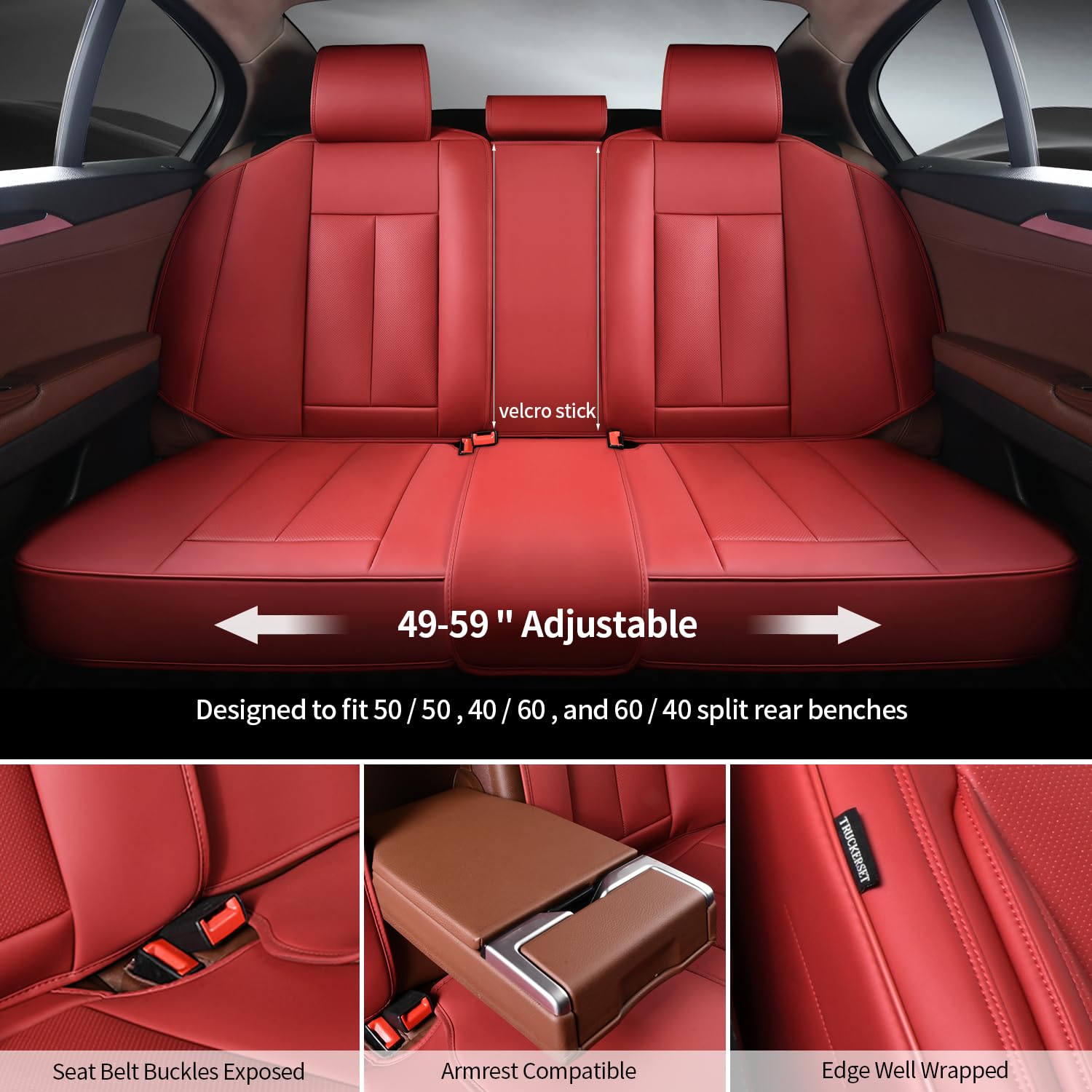 BASIC - Car Seat Covers Full Set,Leather Waterproof Car Seat Cover,Airbag Compatible,Breathable Design,Suitable for Car,Truck,SUV 5 Pack(Burgundy)