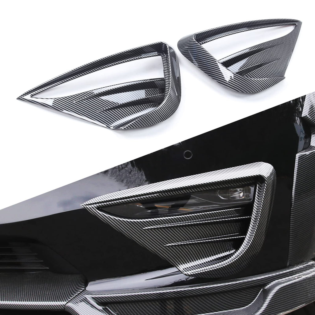DSI - Fits all 2020-2024 Tesla Model Y Front Fog Light Cover Trim Eyebrow Frame Decorative Accessories (Glossy Carbon Fiber Pattern)