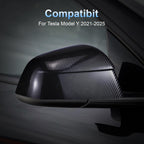 DSI - FITS Tesla Model Y Side Mirror Cover Caps 2021-2025 (Incl. Juniper), 2-Piece Aerodynamic Wind Blade Cover Set,Easy Install & Anti-Scratch Protector(Carbon Fiber Style)
