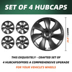 DSI - Tesla Model Y Wheel Covers, 19 Inch, 4-Piece Set, Matte Black ABS, Snap-in Installation, 2020-2024 Compatible