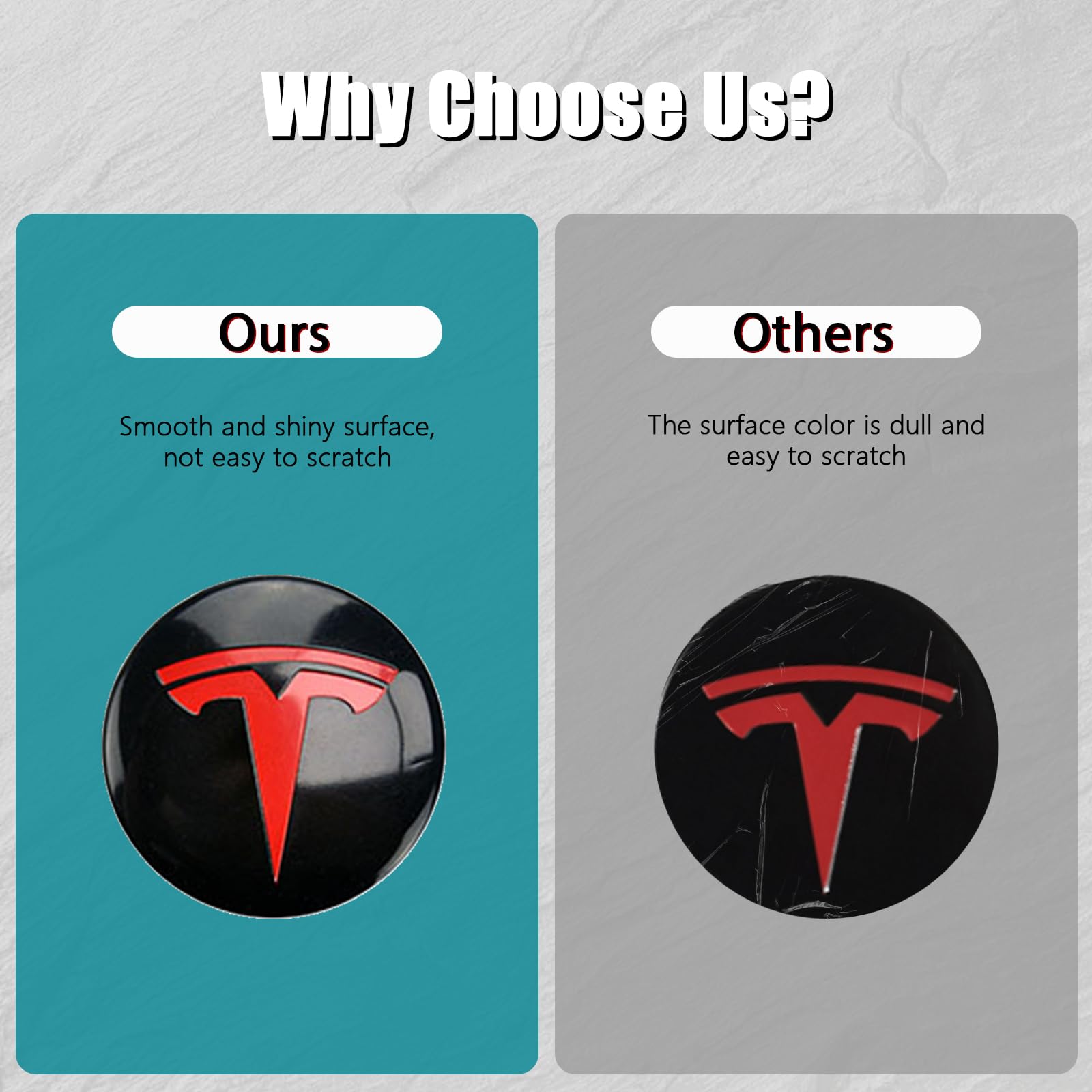 DSI - Wheel Cover Center Emblem Sticker for Tesla Model 3 Model Y Hubcaps Wheel Rim Cover Red Emblem & Gloss Black Background (4PCS) (Black& Red)