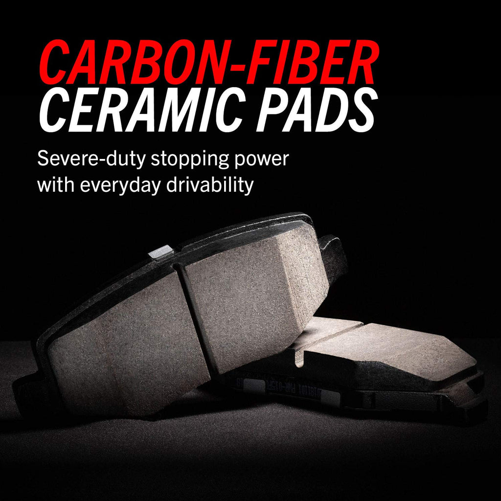 POWERSTOP Front and Rear Z26 Carbon-Fiber Ceramic Brake Pads with Drilled and Slotted Rotors Brake Kit For Tesla 3 2017-2021 [Vehicle Specific]
