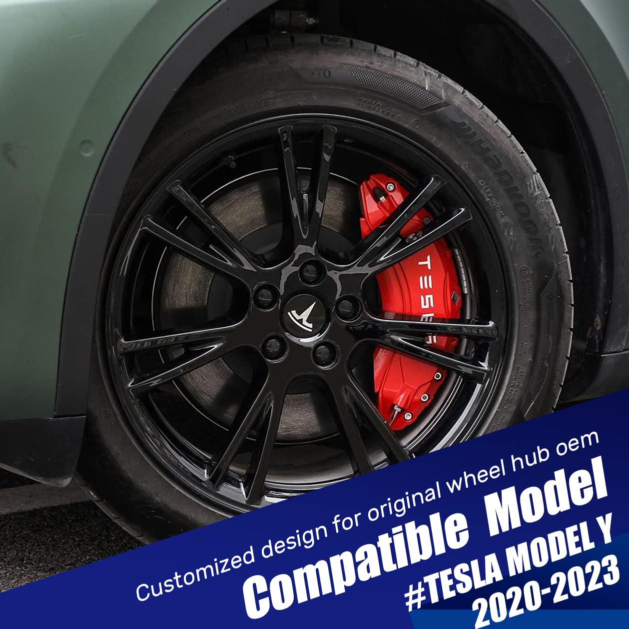 DSTAR - Caliper Covers for Compatible with for Tesla Model Y Accessories, 2020-2024 19 20 Inch Wheel Hub Front and Rear Brake Caliper Covers - Red Front and Rear Brake Not for Model 3 (Model Y 2020-2024)