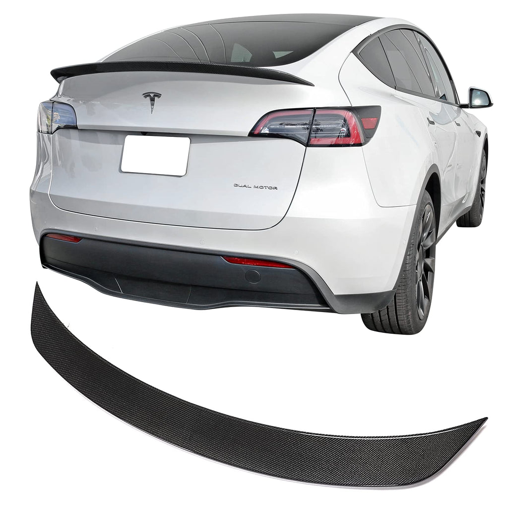 DSI - Rear Trunk Spoiler Fits 2020-2025 Tesla Model Y, IKON Style Real Carbon Fiber Racing Deck Lid Spoiler Rear Trunk Tail Lip Wing Styling Trim