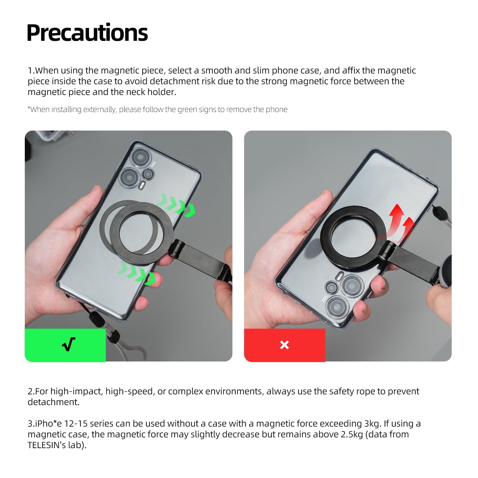 DSI - Magnetic Neck Mount for Phones, Neck Cell Phone Holder POV/Vlog Selfie Mount Hand Free Phone Neck Holder Chest Stand Strap Video Recording for iPhone 17 16 15 14 13 12 Series Android Phones