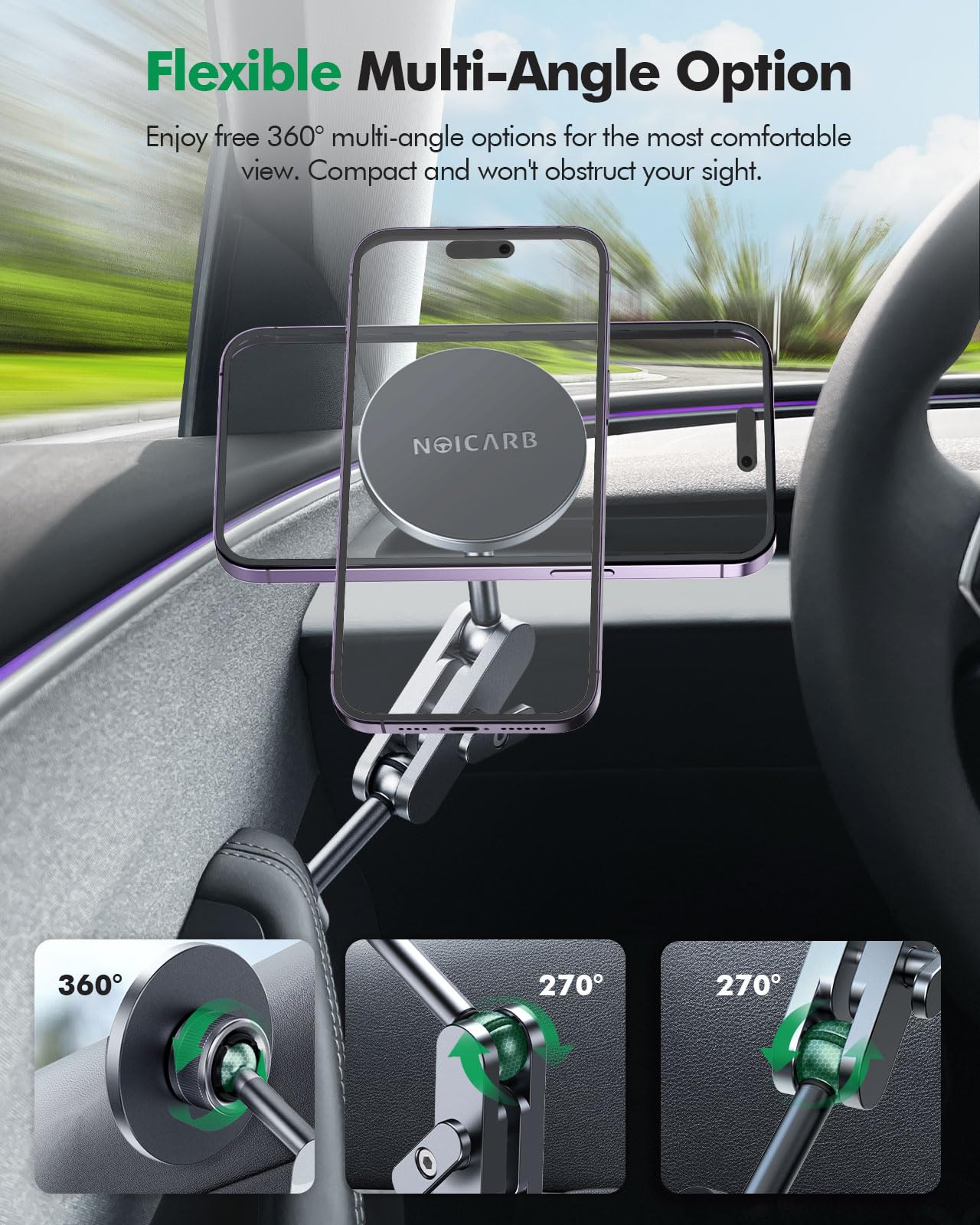 DSI - Mag-Safe Phone Mount for Tesla Model 3 2024 2025 – Exclusive Door-Install Magnetic Car Mount for iPhone 16/15/14/13/12, Accessories for Tesla Model 3 Highland