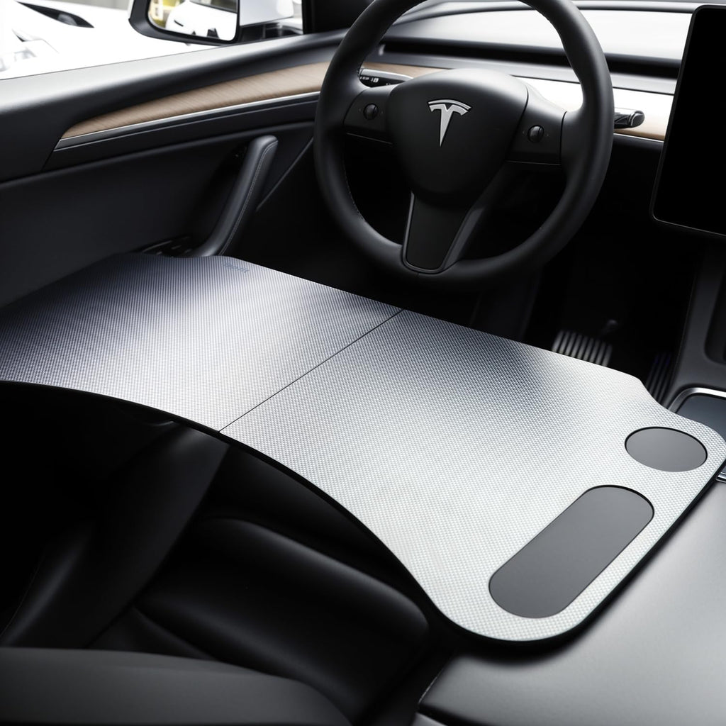 DSI - Tesla Model Y Model 3 Foldable Laptop Working Table with Carbon Fiber Texture