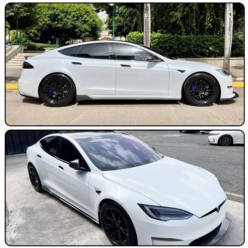 DSI - REAL Carbon Fiber Side Skirts for Tesla Model S Plaid 2021-2024 Under Door Rocker Panels Valance Extension Lip Factory Outlet